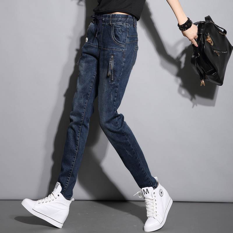 Other - 腰ひも付き ロング丈 ハイウエスト デニム スキニーパンツ ボトムス パンツ Gパン ズボン デニムパンツ ロング スリム タイト ウエストゴム 伸縮性 ブルーデニム かわいい 大人可愛い シンプル カジュアル 大人 おしゃれ お洒落 大人女子 こなれ感 韓国 オルチャン