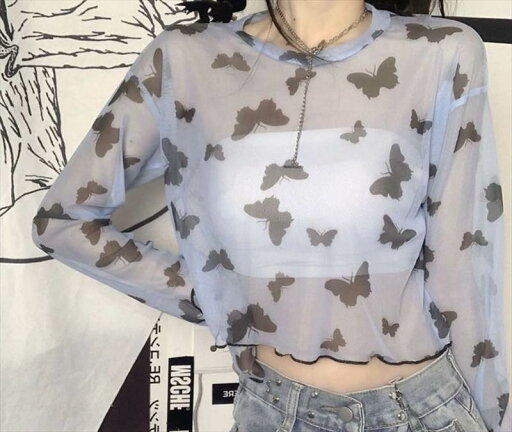 レディーストップス Tシャツ カットソー ショート丈 長袖 ドロップショルダー ラウンドネック 襟なし ストレート 透け感 薄手 シースルー シアー 送料無料 個性的 S M L XL 青 かわいい 大人可愛い きれいめ シンプル おしゃれ 韓国 オルチャン カットソー 蝶 春 夏 デート レディーストップス Tシャツ カットソー ショート丈 長袖 ドロップショルダー ラウンドネック 襟なし ストレート 透け感 薄手 シースルー シアー 送料無料 個性的 S M L XL 青 かわいい 大人可愛い きれいめ シンプル おしゃれ 韓国 オルチャン カットソー 蝶 春 夏 デート