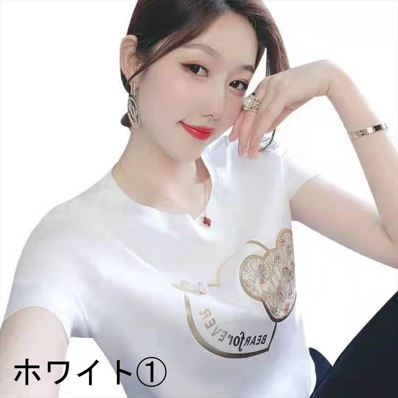 樂天商城 - トップス Tシャツ レディース 半袖 ショート丈 ラウンドネック スリム 個性的 大きいサイズ M L XL 2XL 3XL 白 黒 かわいい 大人可愛い きれいめ シンプル カジュアル 大人 上品 おしゃれ かっこいい レトロ ラフ 韓国 オルチャン Tシャツ プリント ロゴ 夏 デート