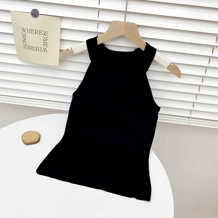 トップス キャミソール インナー 袖なし ノースリーブ Uネック ラウンドネック ホルターネック ニット ..