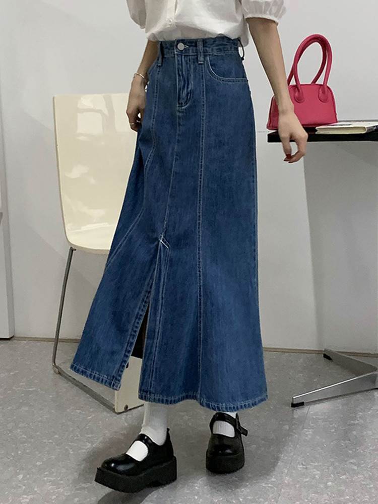 スカートハイウエストデニムフレアス...