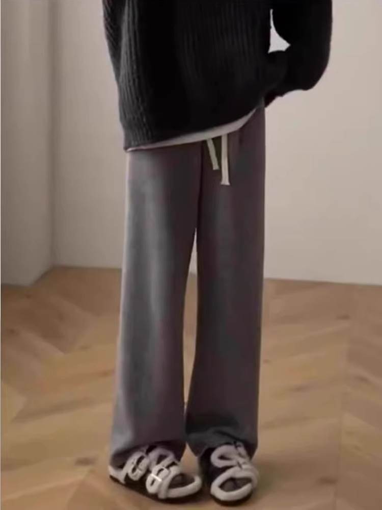 パンツ裏起毛ルーズワイドパンツレデ...