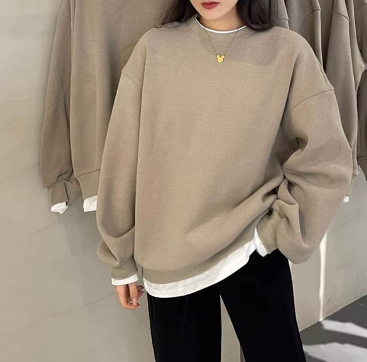 トップス重ね着風ドロップショルダー...