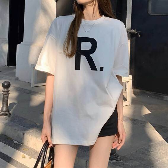 Print - レディース トップス カットソー 半袖 ラウンドネック ストレート Iライン 薄手 かわいい 大人可愛い きれいめ シンプル カジュアル おしゃれ かっこいい こなれ感 ラフ メンズライク マニッシュ ボーイッシュ スポーティー 送料無料 個性的 トップス クール 韓国 オルチャン