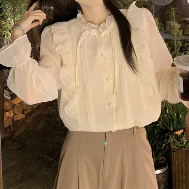 レディーストップスブラウス長袖ボリ...