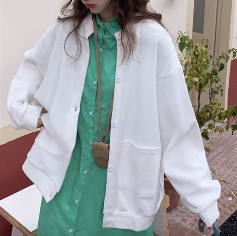 乐天商城 - トップス カーディガン 長袖 かわいい 大人可愛い シンプル カジュアル おしゃれ レトロ こなれ感 ラフ メンズライク ルーズ クール モード系 ベーシック 抜け感 都会的 ナチュラル 無地 春 秋 OL 学生 送料無料 個性的 トップス アウトドア イベント 韓国 オルチャン