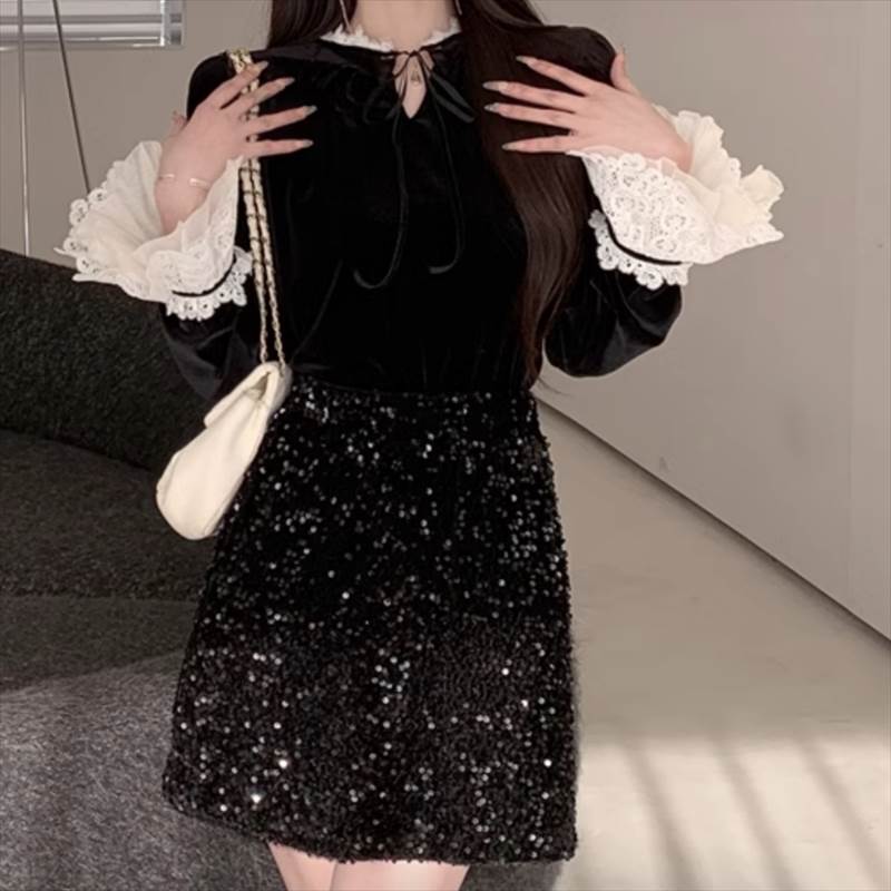 スカート トップス セットアップ ショート 膝上 長袖 かわいい 大人可愛い きれいめ シンプル 上品 おしゃれ こなれ感 ラフ ルーズ クール モード系 エレガント モテコーデ 抜け感 都会的 ベーシック イベント ナチュラル 送料無料 個性的 セットアップ 春 韓国 オルチャン