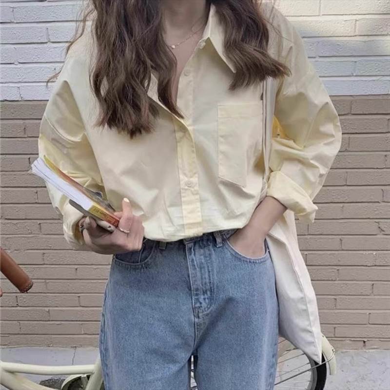 樂天商城 - シャツ ブラウス トップス カットソー 襟付き ポロカラー 長袖 レディース かわいい 大人可愛い きれいめ 上品 こなれ感 シンプル カジュアル 主役級 存在感 個性的 韓国 オルチャン デート お出かけ シャツ 前開き ミディアム丈 ボタン カレッジ風 クラシカル ラフ