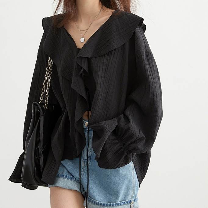 シャツブラウストップスカットソーフ...