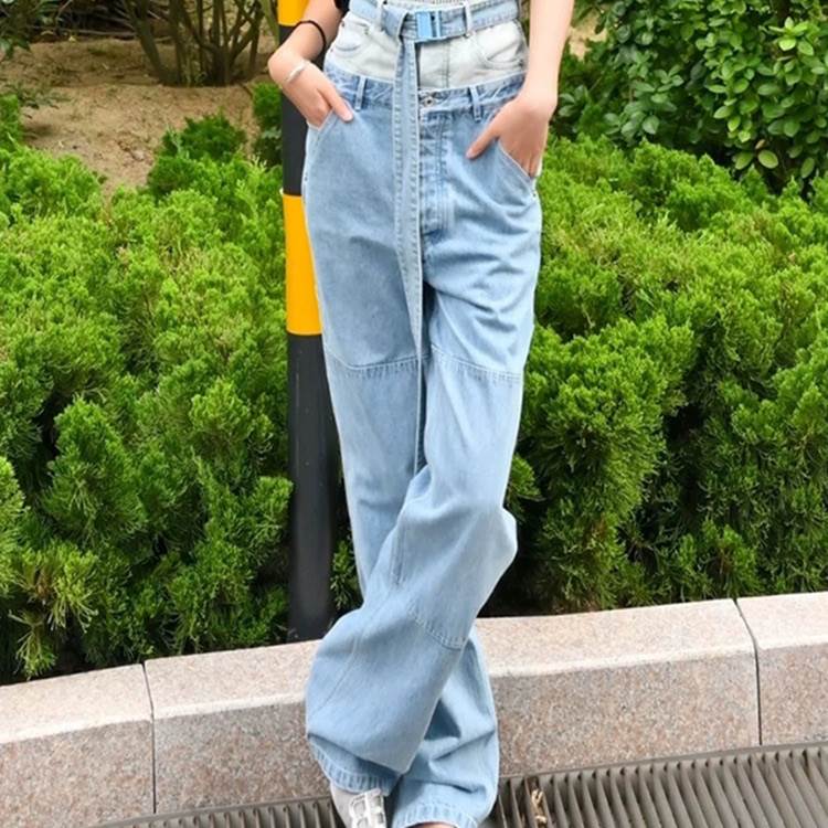 樂天商城 - デニムパンツ ボトムス フルレングス ハイウエスト ワイド レディース かわいい 大人可愛い きれいめ 上品 こなれ感 シンプル カジュアル 主役級 存在感 個性的 韓国 オルチャン デート お出かけ デニムパンツ ロング丈 ストレート ポケット ファスナー ジッパー
