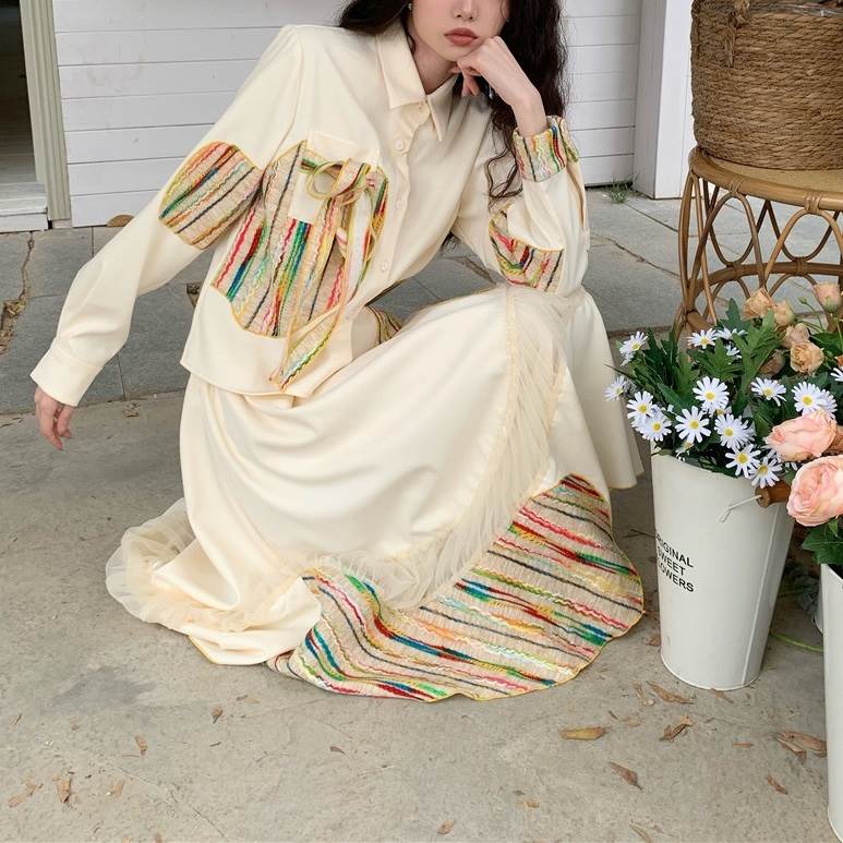 シャツブラウストップスカットソー襟...