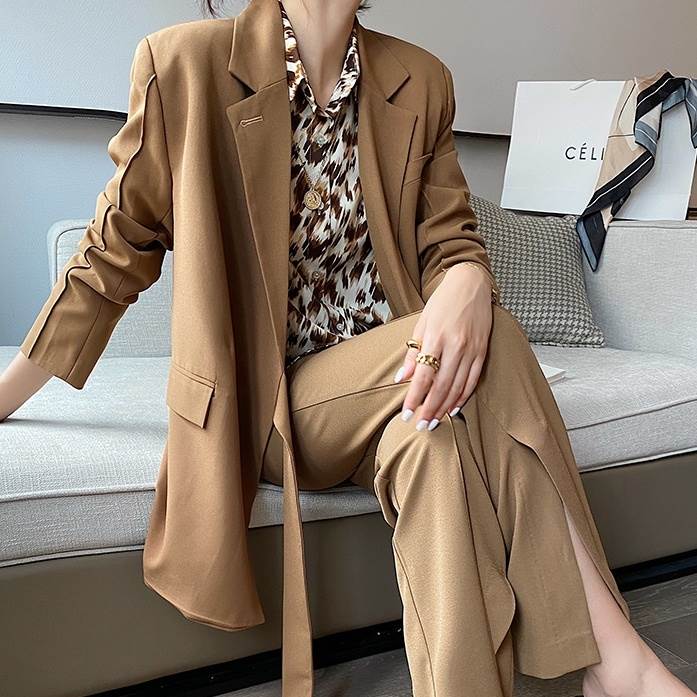 Suits For Job Interviews - セットアップ スーツ ジャケット アウター 上着 羽織 前開き レディース かわいい 大人可愛い きれいめ 上品 こなれ感 シンプル カジュアル 主役級 存在感 個性的 韓国 オルチャン かっこいい デート お出かけ セットアップ ボタン ボトムス パンツ フルレングス