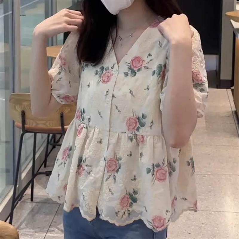 レディーストップスシャツブラウス半...