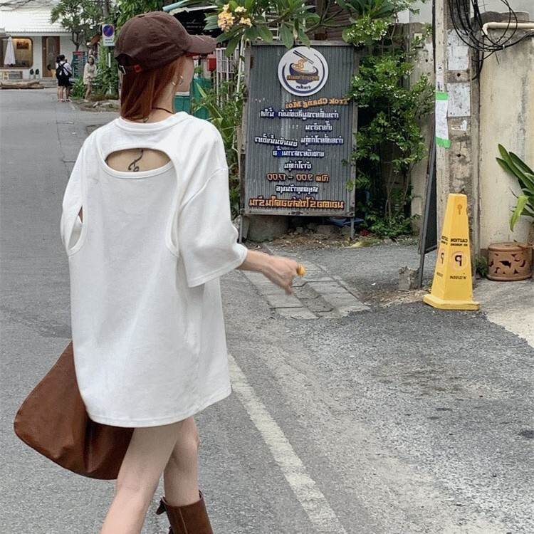 樂天商城 - Tシャツ カットソー ブラウス トップス 半袖 ラウンドネック チュニック レディース かわいい 大人可愛い きれいめ こなれ感 シンプル カジュアル 主役級 存在感 個性的 韓国 オルチャン デート お出かけ Tシャツ プルオーバー ストレート バックコンシャス ラフ