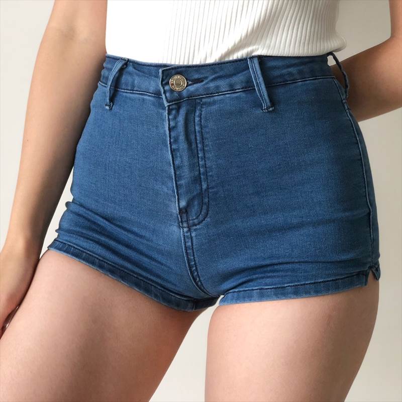 Short Pants - ショートパンツ ボトムス ハーフパンツ ハイウエスト ポケット レディース かわいい 大人可愛い きれいめ 上品 こなれ感 シンプル カジュアル 主役級 存在感 個性的 韓国 オルチャン デート お出かけ ショートパンツ 脚長 デニム スタイルアップ ファスナー スリム