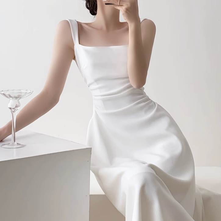 Other - ワンピース ロング丈 ミモレ丈 ショート丈 ドレス ノーカラー レディース かわいい 大人可愛い きれいめ 上品 こなれ感 シンプル カジュアル 主役級 存在感 個性的 韓国 オルチャン デート お出かけ ワンピース ウエストマーク Aライン モテ スクエアネック 長袖