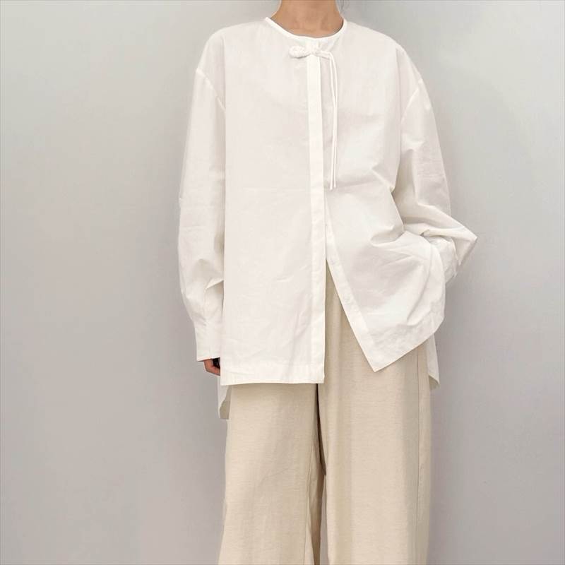 シャツブラウストップスカットソー襟...