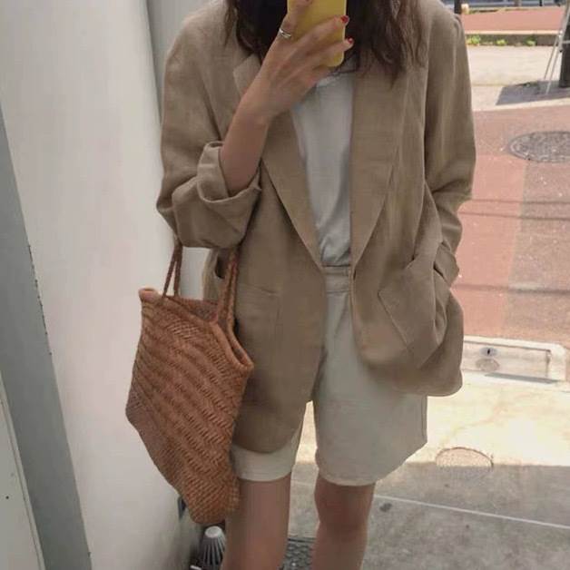 レディース トップス ジャケット 上着 前開き 長袖 襟付き ストレート ポケット コンサバ ボタン 薄手 リネン コットン 送料無料 個性的 S M L XL カーキ かわいい 大人可愛い シンプル カジュアル おしゃれ ラフ ルーズ ナチュラル マニッシュ レトロ 無地 春 夏 デート orientalwind-10031825 ORIENTAL WIND サンプル画像2