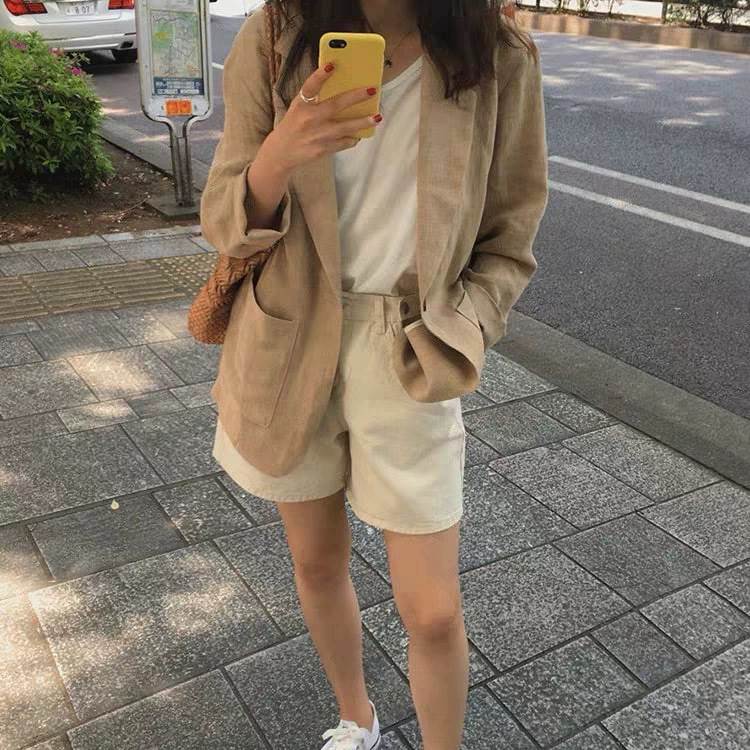 レディース トップス ジャケット 上着 前開き 長袖 襟付き ストレート ポケット コンサバ ボタン 薄手 リネン コットン 送料無料 個性的 S M L XL カーキ かわいい 大人可愛い シンプル カジュアル おしゃれ ラフ ルーズ ナチュラル マニッシュ レトロ 無地 春 夏 デート orientalwind-10031825 ORIENTAL WIND サンプル画像3