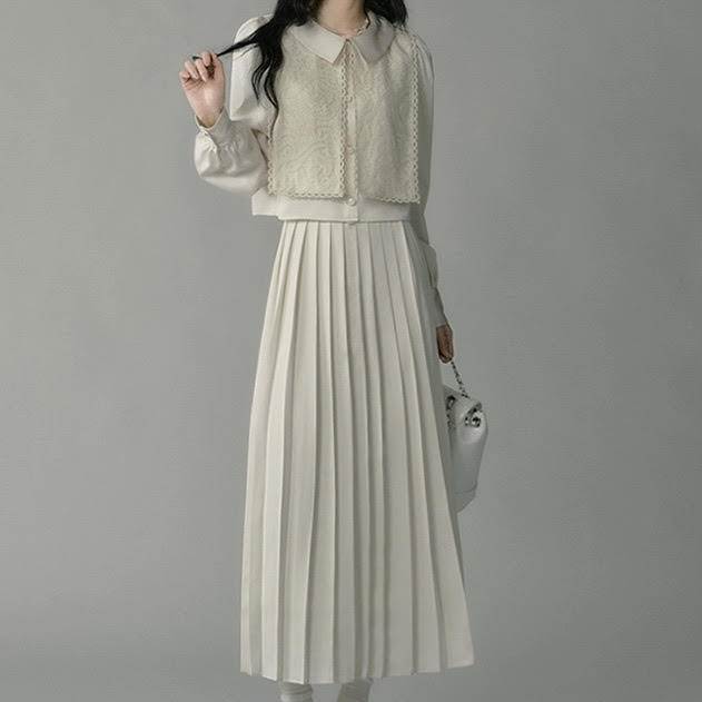 レディース セットアップ ジャケット アウター 長袖 襟付き ポロカラー ボタン 前開き スカート ロング..