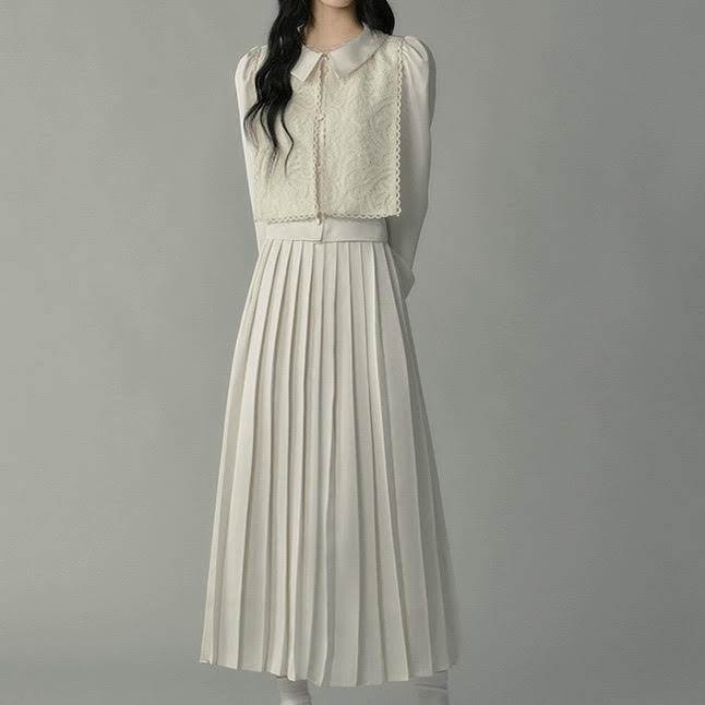 レディース セットアップ ジャケット アウター 長袖 襟付き ポロカラー ボタン 前開き スカート ロング丈 Aライン プリーツ 2点セット 上下セット スリム 細身 きれいめ 上品 おしゃれ お洒落 大人可愛い 大人女子 かっこいい スタイリッシ 韓国 オルチャン