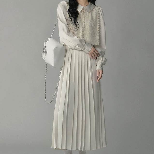 レディース セットアップ ジャケット アウター 長袖 襟付き ポロカラー ボタン 前開き スカート ロング丈 Aライン プリーツ 2点セット 上下セット スリム 細身 きれいめ 上品 おしゃれ お洒落 大人可愛い 大人女子 かっこいい スタイリッシ 韓国 オルチャン