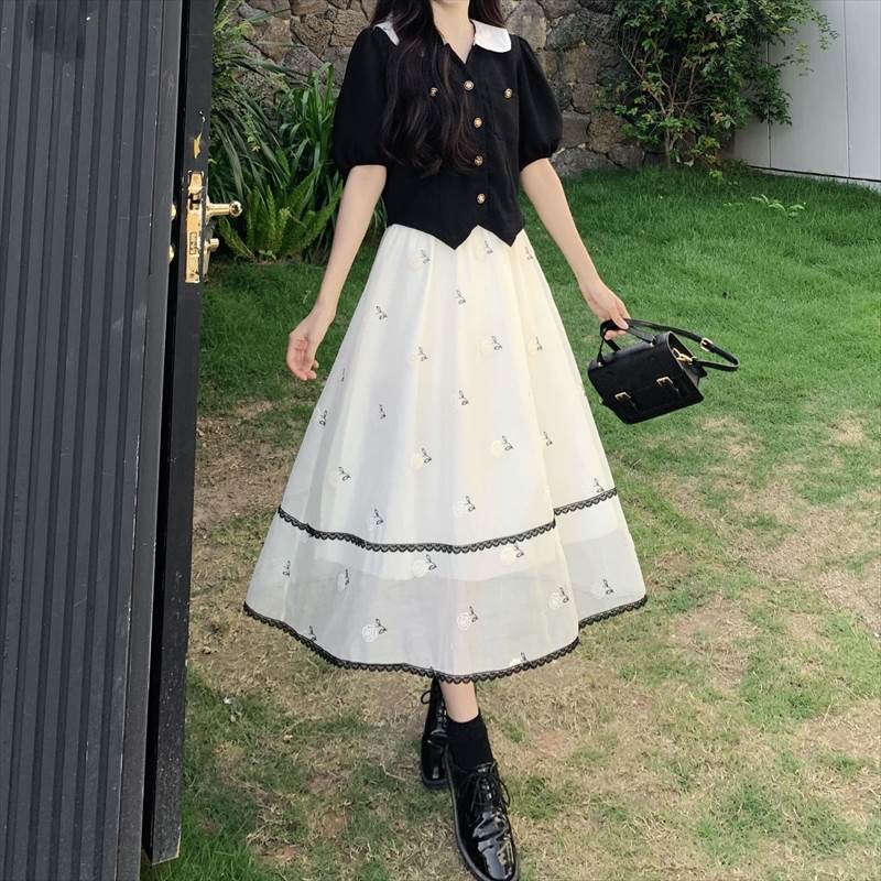 Allegra K ボディスーツ 通勤 ボタンダウン スタンドカラー 半袖 オフィス ワーク シャツ ブラック XL