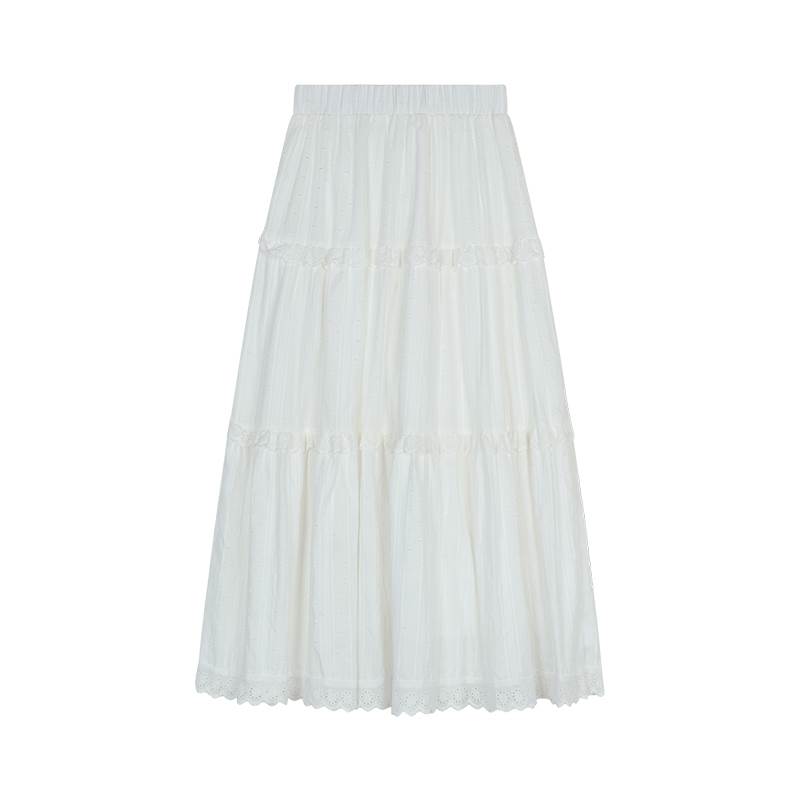 セットアップ トレーナー レーススカート 2点セット 上下セット レディース スカート トップス ロングスカート ティアードスカート ロング 長袖 ラウンドネック Aライン ティアード フェミニン レース リボン ハイウエスト ウエストゴム かわいい 韓国 オルチャン