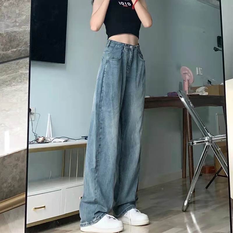乐天商城 - ハイウエスト ストレート デニムパンツ レディース パンツ ボトムス Gパン ストレートパンツ ロングパンツ ロング ストレート デニム ブルーデニム カラーデニム 薄手 中厚手 テンセル かわいい 大人可愛い シンプル カジュアル おしゃれ かっこいい ルーズ 無地 春 夏 秋 冬