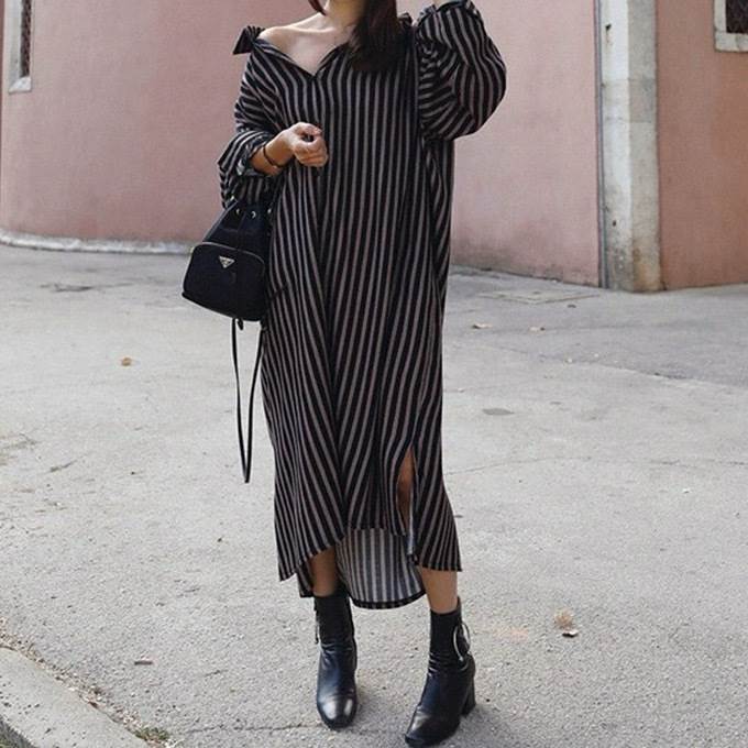 レディース スカート ワンピース シャツ シャツワンピ ロング 長袖 Vネック 襟付き ポロカラー ストレート コンサバ ボタン 薄手 大人可愛い きれいめ シンプル おしゃれ かっこいい こなれ感 ラフ ルーズ クール エレガント 抜け感 都会 韓国 オルチャン