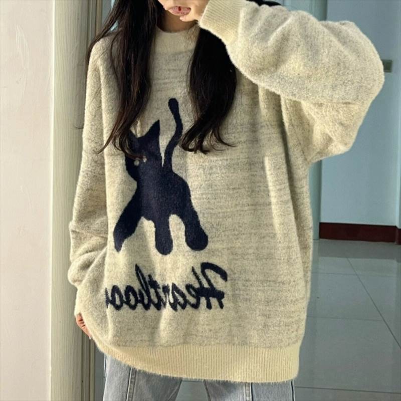 印花 - レディース トップス トレーナー 長袖 クルーネック 大人可愛い きれいめ シンプル おしゃれ かっこいい レトロ ラフ ガーリー クール 都会的 ナチュラル プリント 秋 通勤 デート お出かけ お泊まり イベント 旅行 レストラン 公園 女子会 休日 韓国 オルチャン