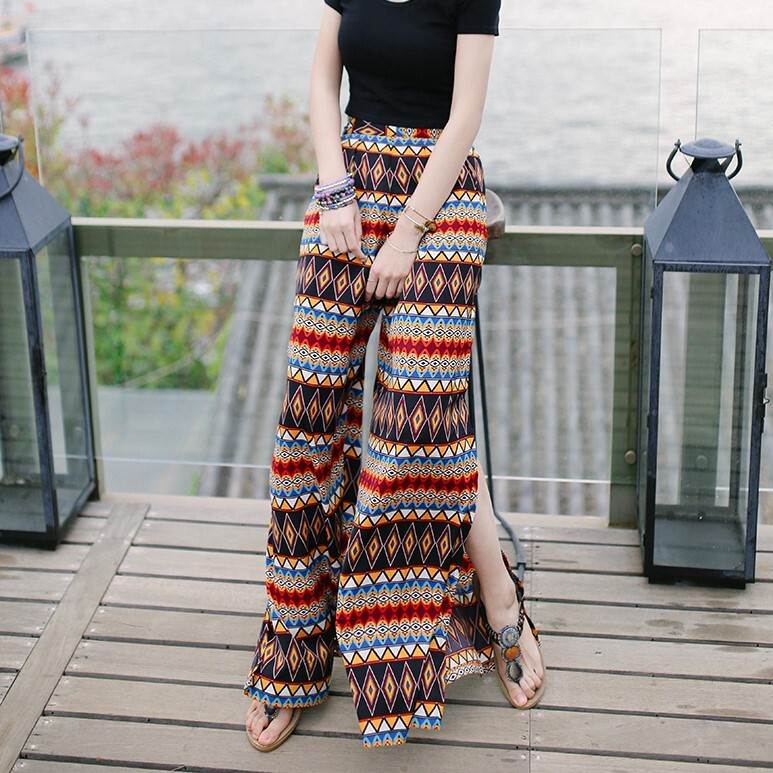 サイドスリットワイドレッグパンツパ...