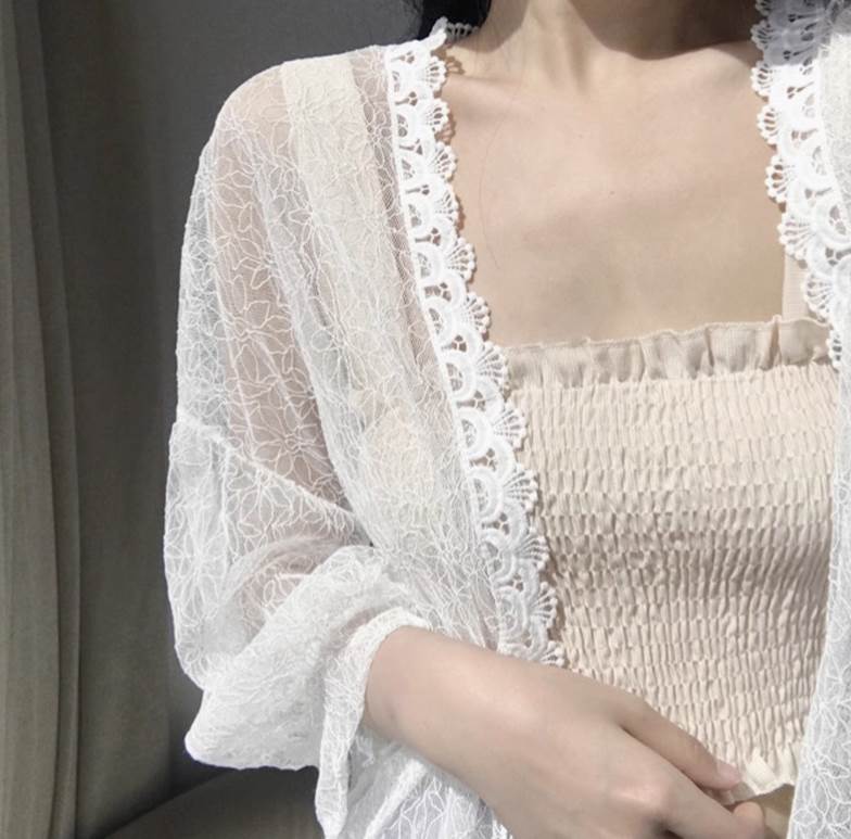 レディース トップス ルームウェア パジャマ 部屋着 サマーニット 上着 8分丈 丈長 長袖 ボリューム袖 ..