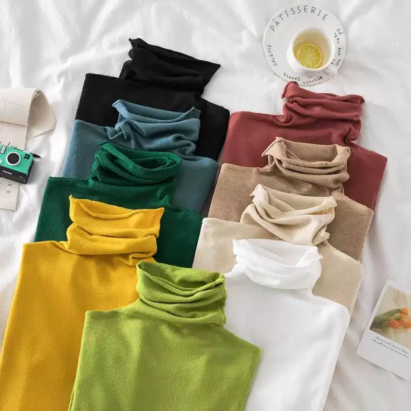 樂天商城 - レディース トップス ニット インナー 長袖 ハイネック スリム 細身 ストレート 伸縮性 かわいい 大人可愛い きれいめ シンプル カジュアル 上品 おしゃれ レトロ ガーリー クール エレガント ラブリー キュート 無地 秋 冬 通勤 学生 学校 デート 韓国 オルチャン