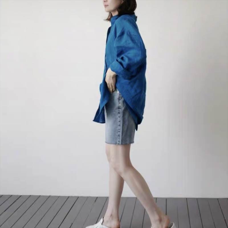 トップス 韓国風 シャツ ブラウス ノーカラーシャツ 着心地 袖あり 長袖 襟無し 前開き コットン 綿麻 綿 麻 リネン かわいい 大人可愛い きれいめ シンプル カジュアル 大人 大人カジュアル 上品 おしゃれ お洒落 大人女子 こなれ感 ラフ モード系 韓国 オルチャン