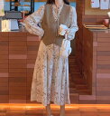レディース ワンピース セットアップ アンサンブル フレアスカート マーメイドスカート ロングスカート ロング マキシ 長袖 萌袖 フリル袖 バルーン袖 ハイネック フレア Aライン フェミニン ベスト シフォン フリル リボン 2way ボタン ヴィンテ 韓国 オルチャン(4)