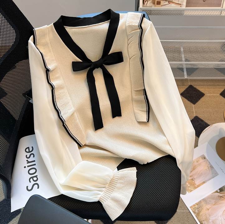 レディーストップスカットソーニット...