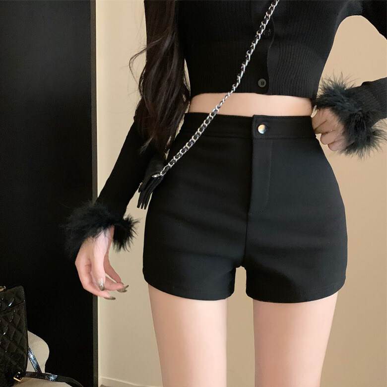 Nylon, Rayon, Polyester - レディース パンツ ボトムス ショートパンツ ホットパンツ ショート タイト スリム 細身 ファスナー ハイウエスト ボタン かわいい 大人可愛い きれいめ シンプル カジュアル 上品 おしゃれ こなれ感 ボーイッシュ 抜け感 送料無料個性的 パンツ ベーシック 韓国 オルチャン