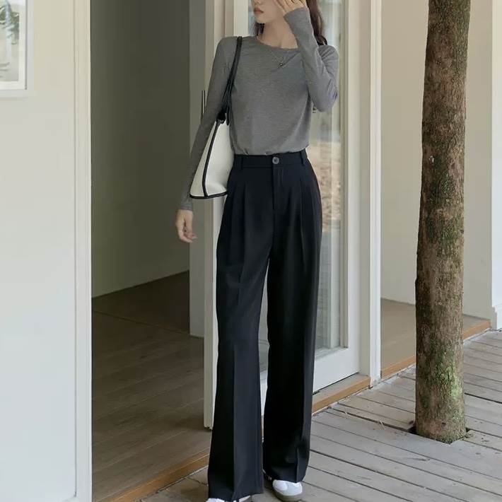 Long-Sleeved - レディース トップス カットソー ミディアム 長袖 Uネック ラウンドネック タイト スリム 細身 ストレート 大人可愛い きれいめ シンプル カジュアル 上品 おしゃれ かっこいい こなれ感 ラフ クール フォーマル 都会的 送料無料 個性的 トップス クラシカル 韓国 オルチャン