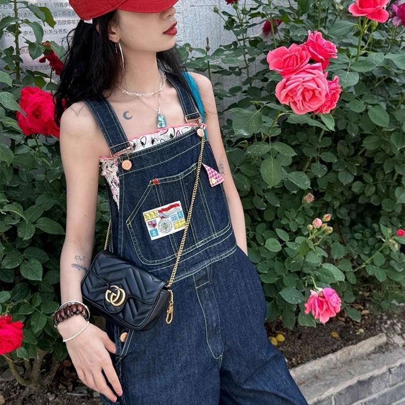 サロペットデニムサロペットパンツデ...