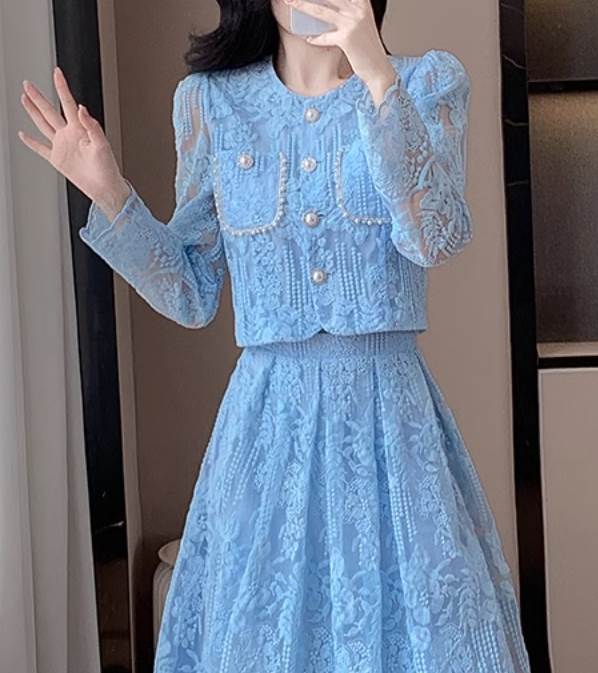 樂天商城 - ツーピース セットアップ パーティー 結婚式 二次会 披露宴 演奏会 発表会 ステージ 舞台 フォーマル キャバ ダンス 衣装 コスプレ コスチューム 謝恩会 ラウンジ ミモレ ロング 長袖 細身 Aライン レース 刺繍 送料無料 個性的 ドレス 透け感 シースルー 韓国 オルチャン
