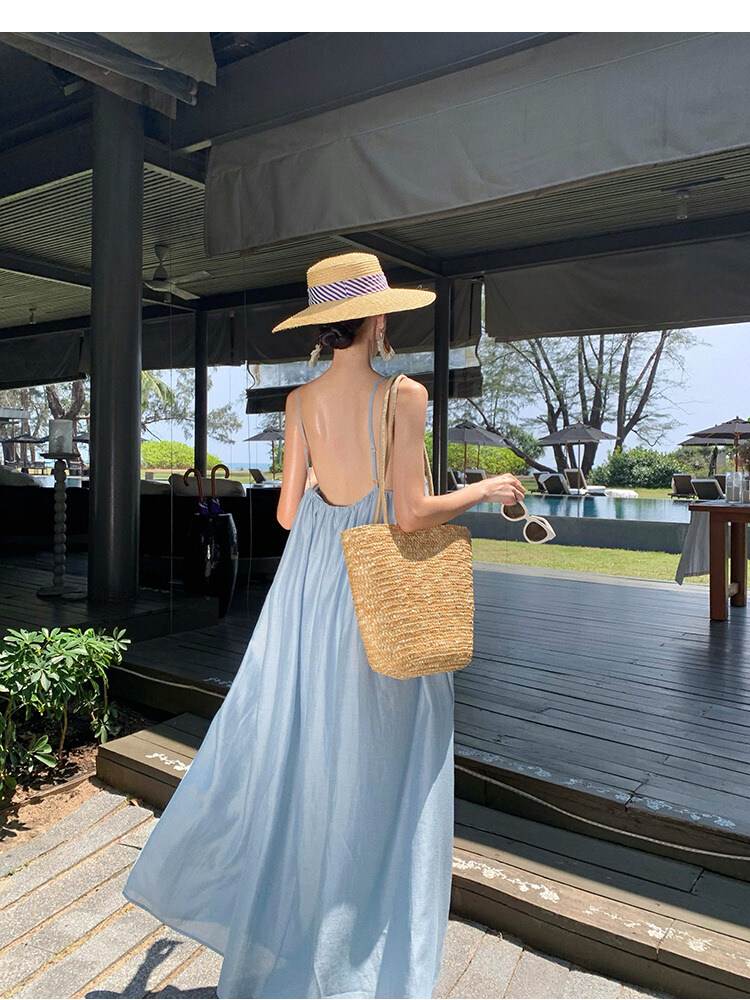 レディース ワンピース キャミソールワンピース ロング 袖なし ノースリーブ フレア Aライン 背中開き フェミニン バックコンシャス かわいい 大人可愛い きれいめ シンプル カジュアル 上品 おしゃれ こなれ感 抜け感 ベーシック 無地 春 夏 デー 韓国 オルチャン