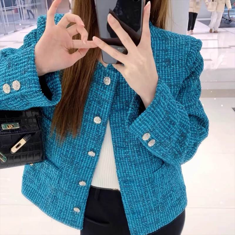 Other - レディース ジャケット アウター 上着 ツイードジャケット ノーカラージャケット ショート 長袖 襟なし ノーカラー オーバーサイズ フェミニン ボタン かわいい 大人可愛い きれいめ シンプル 上品 おしゃれ レトロ 送料無料 個性的 ジャケット こなれ感 韓国 オルチャン
