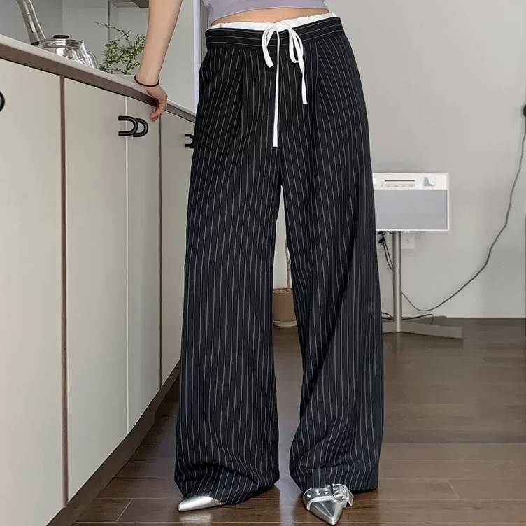 パンツ 韓国風 オルチャン 定番 リラックスパンツ ズボン ストレートパンツ ストライプ 細身 ストレート かわいい 大人可愛い きれいめ シンプル カジュアル 大人カジュアル 大人 上品 おしゃれ お洒落 かっこいい クール 大人女子 こなれ感 ラ 韓国 オルチャン