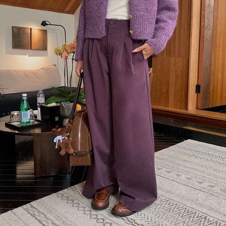 乐天商城 - レディース パンツ ボトムス ロングパンツ ワイドパンツ ロング ストレート ポケット ハイウエスト かわいい 大人可愛い きれいめ シンプル カジュアル おしゃれ ショッピング デート ラフ ルーズ 抜け感 無地 秋 通勤 送料無料 個性的 ボトムス 学生 学校 韓国 オルチャン