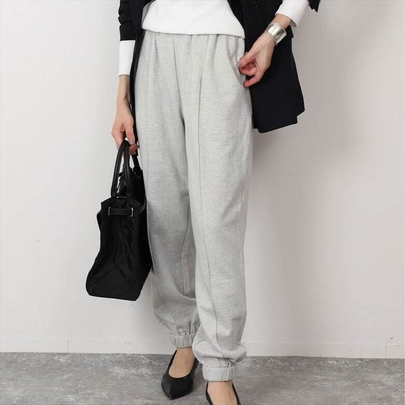 センタープレスパンツ テーパードパンツ レディース ボトムス パンツ スラックス チノパンツ センタープレス ウエストゴム 裾ゴム 無地 スリム リラックスパンツ スウェット風 オーバーサイズ かわいい 大人可愛い きれいめ カジュアル おしゃれ 韓国 オルチャン