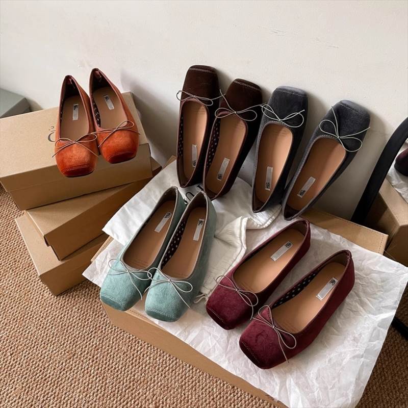 スクエアトゥパンプスフラットスクエ...