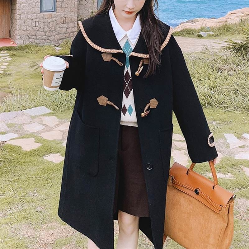 ビッグカラーダッフルコート襟付きロ...