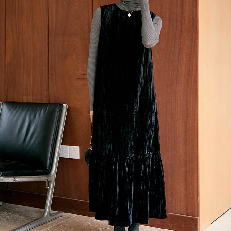 乐天商城 - レディース ワンピース ロングワンピース ロング 袖なし ノースリーブ ラウンドネック フレア マーメイド フェミニン かわいい 大人可愛い きれいめ シンプル カジュアル 上品 おしゃれ レトロ こなれ感 ガーリー エレガント モダン 存在感 抜け 韓国 オルチャン