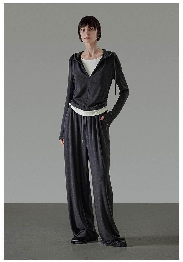 2セット セットアップ レディース スカート トップス パンツ ボトムス パーカー 羽織 前開き ロングパンツ ロングスカート ロング 長袖 フード フェミニン ハイウエスト ギャザー ジップアップ かわいい 大人可愛い きれいめ シンプル カジ 韓国 オルチャン